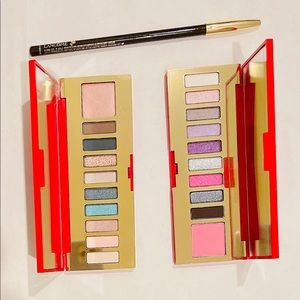 Estée Lauder eye shadow pallet set of two plus one Lancôme eyebrow pencils